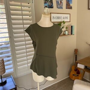 4 for $10 Olive green blouse cap sleeve size small angled bottom